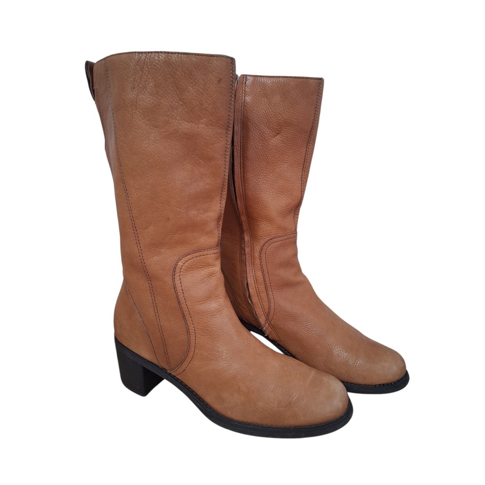 Apt 9 Soft Leather Womens size 11M Tan Boho Coastal Cowgirl Western Heeled Boots